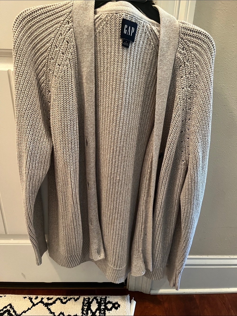 GAP Light Beige Open-Front Knit Cardigan